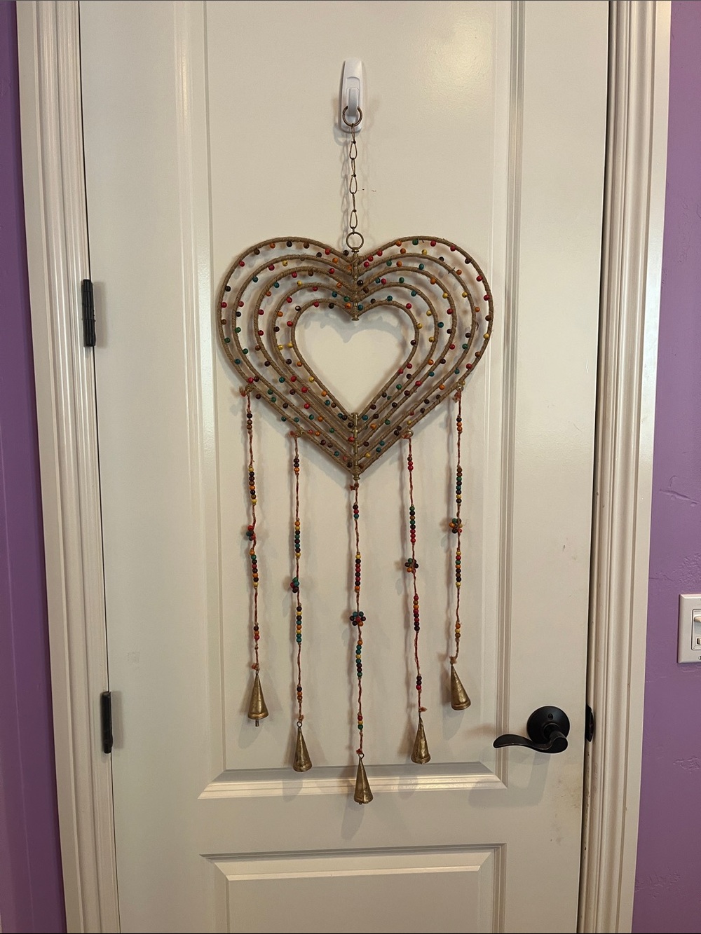 Boho Beaded Heart Wall Hanging Rustic Chime Southwestern Decor